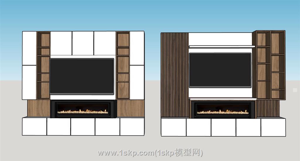 电视柜电视墙SU模型 1