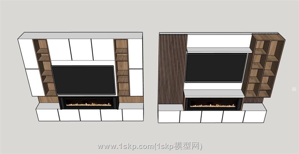 电视柜电视墙SU模型 2