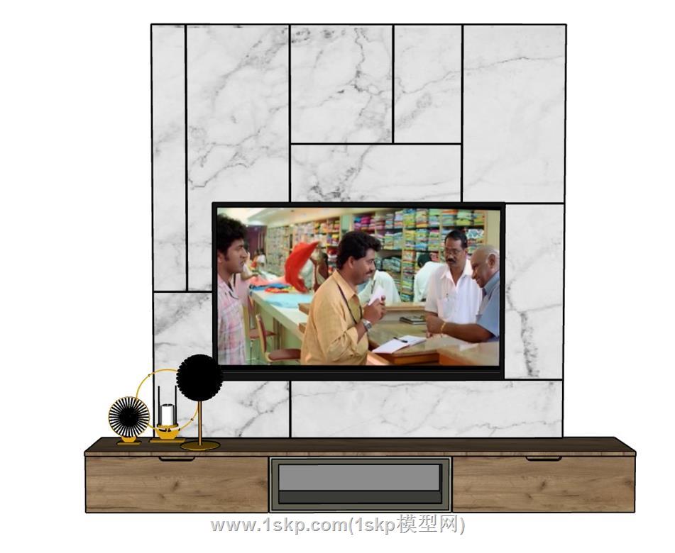 电视柜电视墙SU模型 1