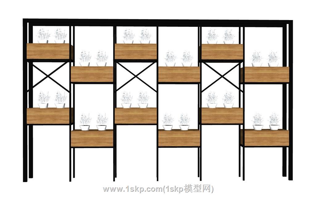 loft隔断柜SU模型 1