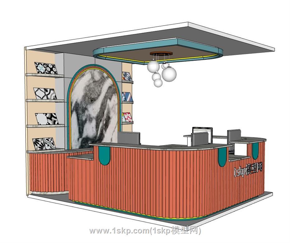 前台柜接待台SU模型 3