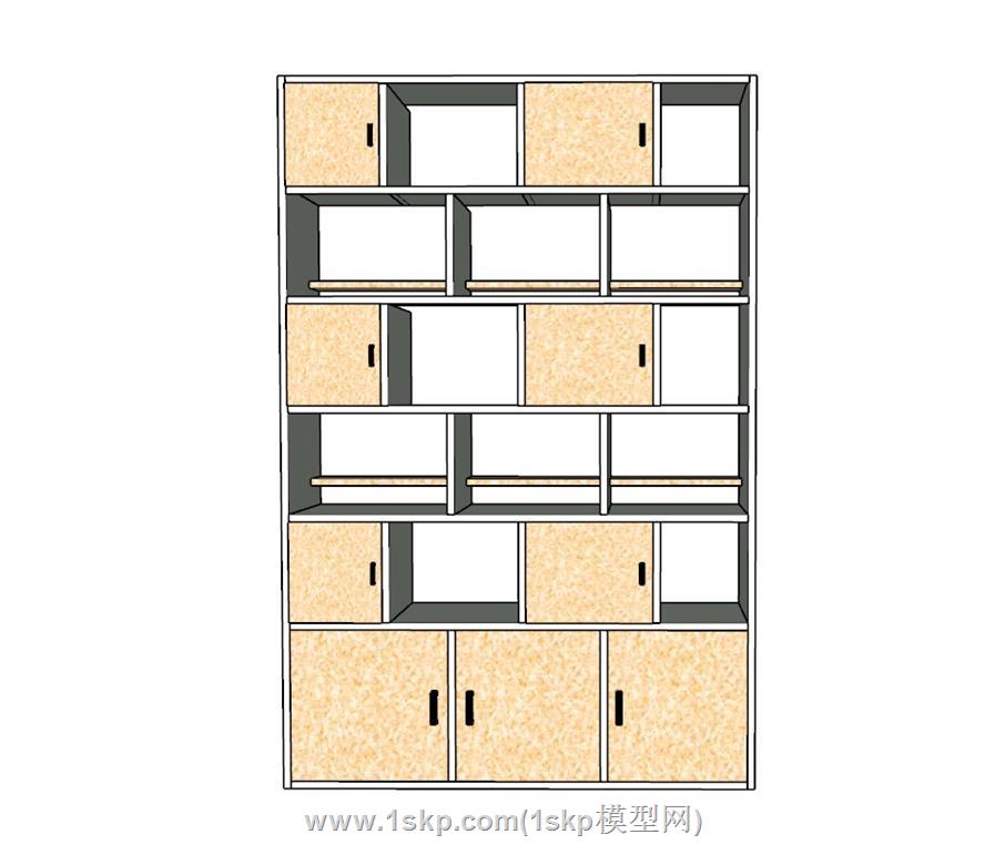 书柜置物柜SU模型 3
