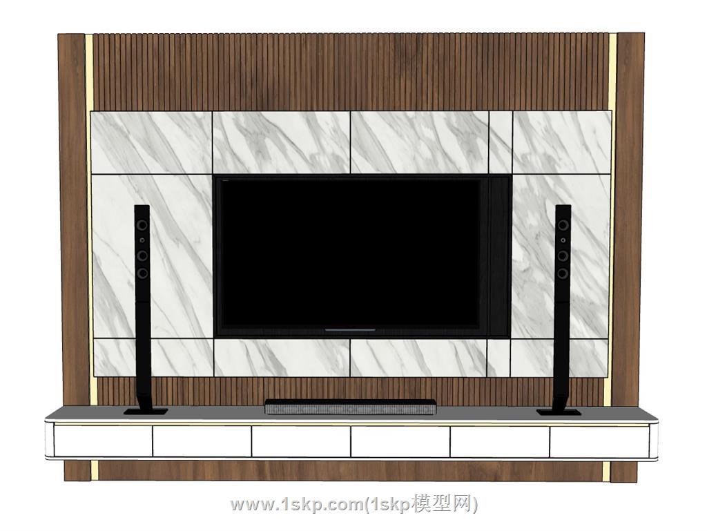 电视柜电视墙SU模型 2