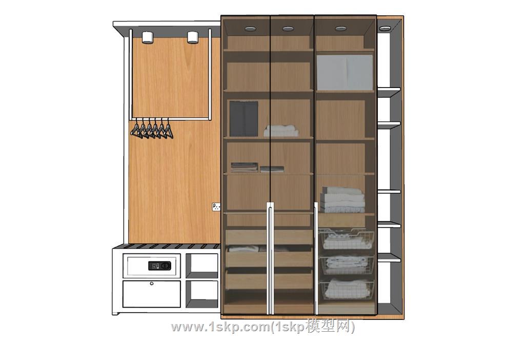 玻璃门衣柜SU模型 2