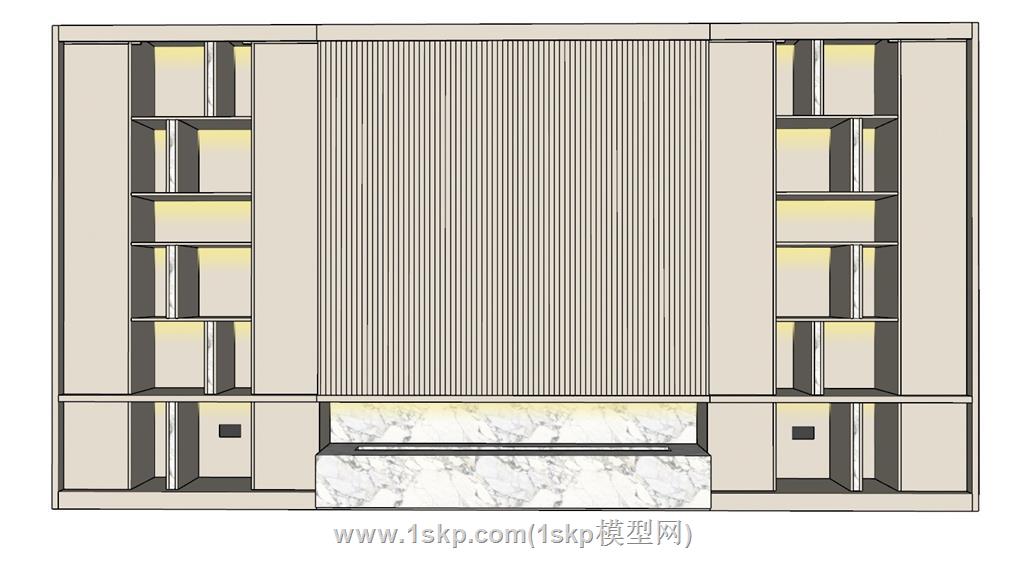 电视柜电视墙SU模型 1