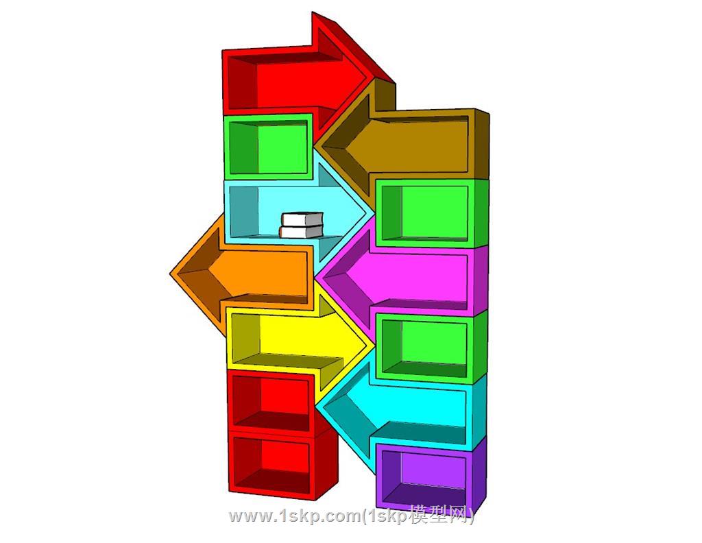 儿童书柜SU模型 2