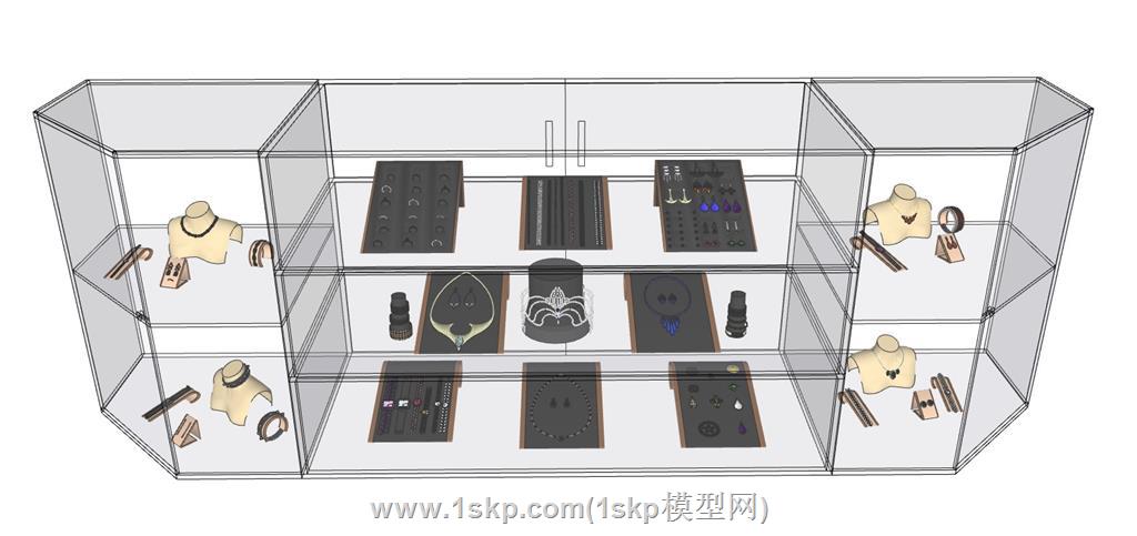 珠宝首饰柜样品柜玻璃展柜SU模型 1