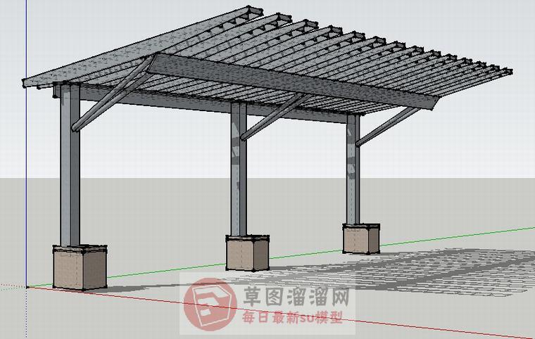 钢结构廊架SU模型 1