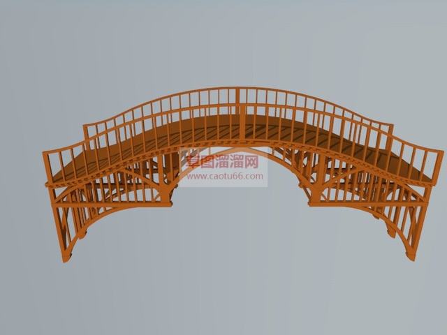 拱形桥木桥桥梁SU模型 1