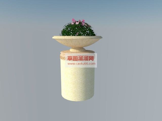 花钵景观花钵欧式SU模型 1