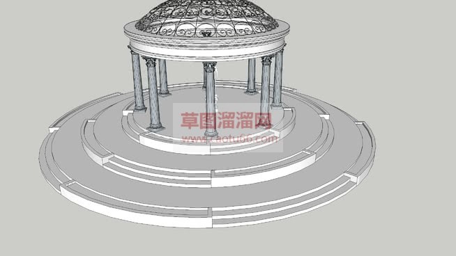 欧式圆顶亭子SU模型 1