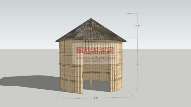 乡村粮草屋茅SU模型 1