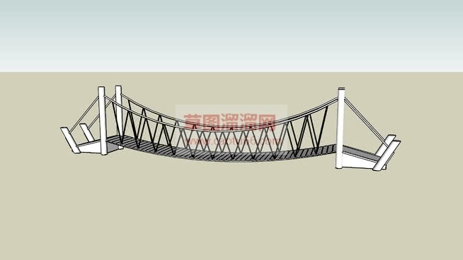 免费木质吊桥SU模型 1