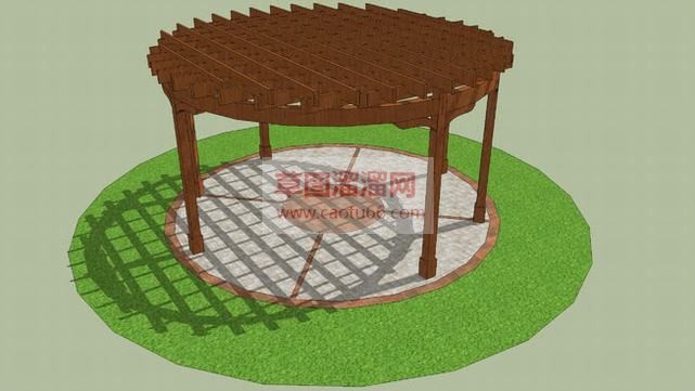 圆形木制休闲SU模型 1