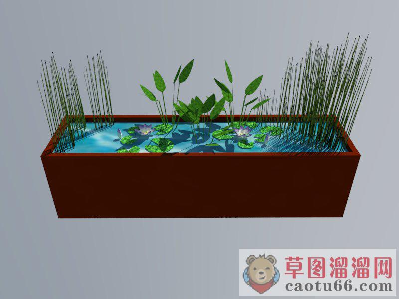 木质景观水池SU模型 1