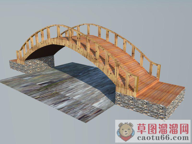 木质拱桥小桥SU模型 1