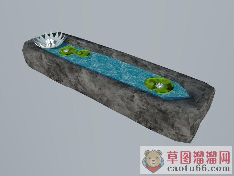 荷花池水池景观SU模型 1