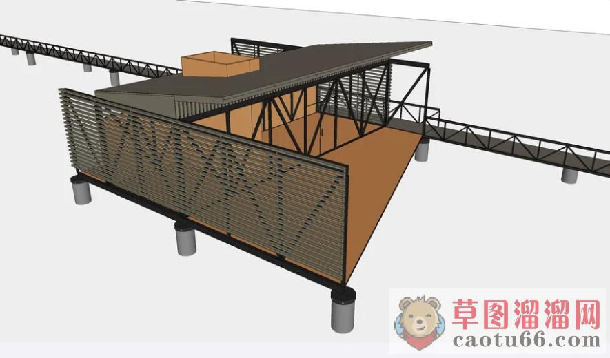 现代栈道廊桥SU模型 1