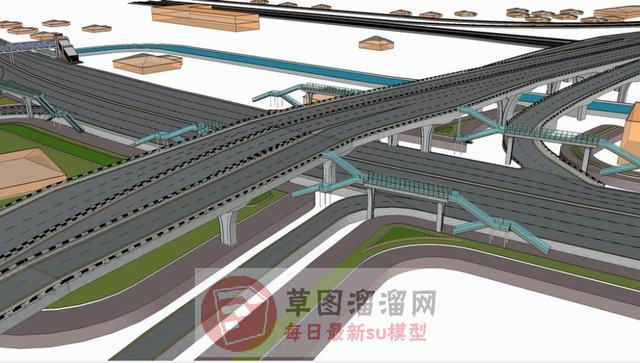 公路大桥桥梁SU模型 1