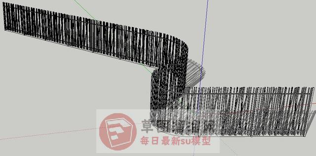 竹林篱笆围栏SU模型 1