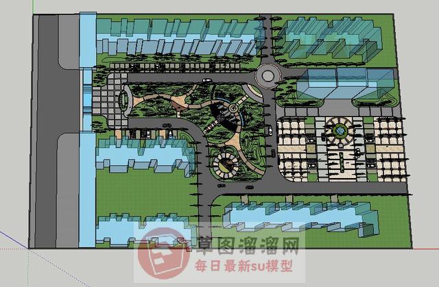 小区公园绿化SU模型 1