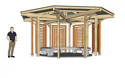 木质凉亭亭子SU模型