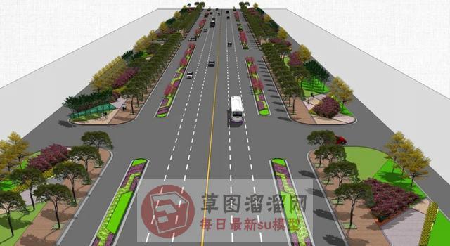 公路街道绿化SU模型 1