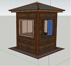 亭子木亭贩售亭SU模型 免费sketchup模型下载