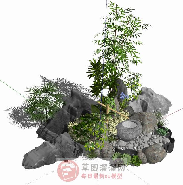 新中式景观小品SU模型 1