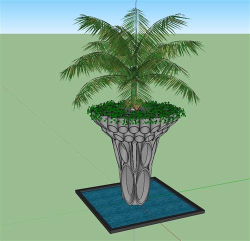 流水植物小品SU模型 1