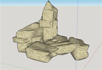 假山叠石石头SU模型 免费sketchup模型下载