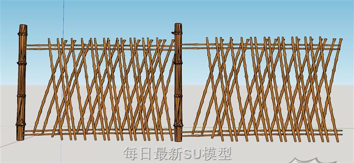 农村乡村篱笆SU模型 1