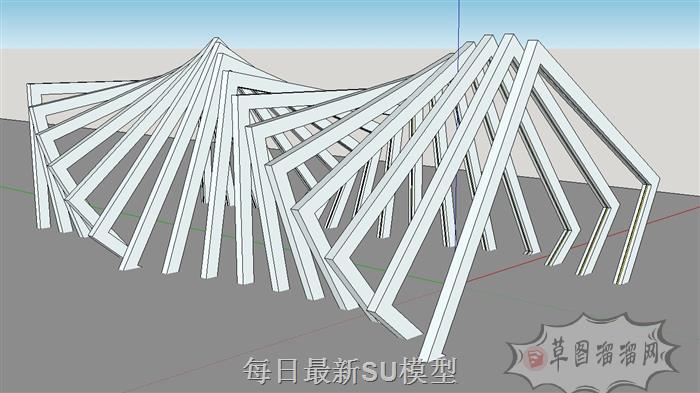 异形廊架SU模型 1