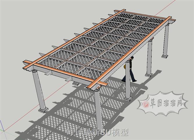 凉棚架廊架植物架SU模型 1