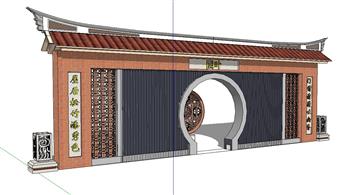 中式  闽南  月亮门  景观  小品