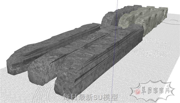 石头石块置石SU模型 2