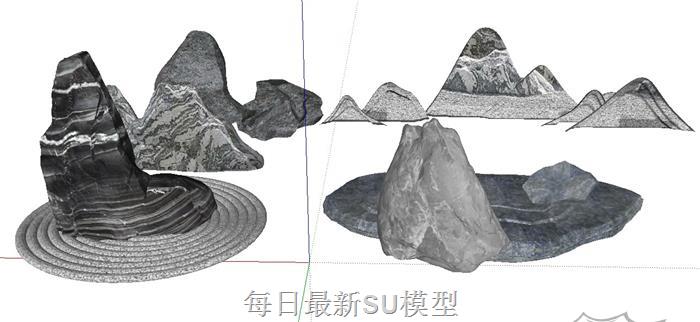 枯山水石叠石置石SU模型 1