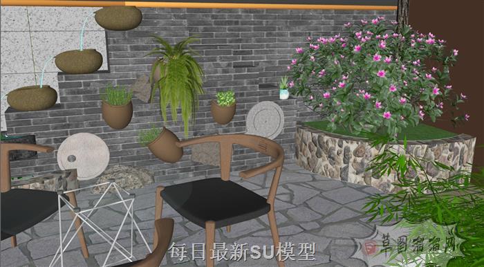 庭院景观屋顶花园SU模型 3