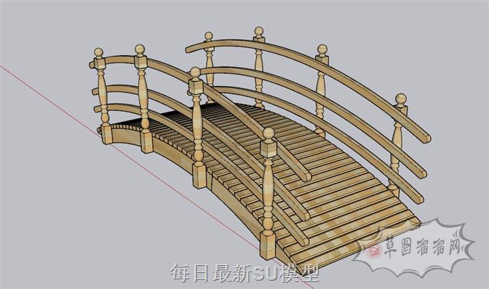 日式木桥竹桥SU模型 2