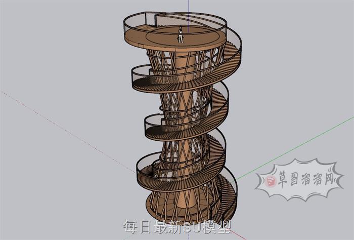 螺旋景观台景观塔SU模型 1