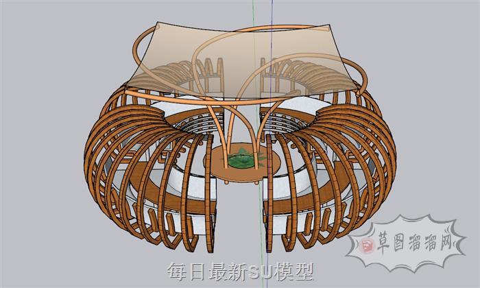 户外圆形景观SU模型 1