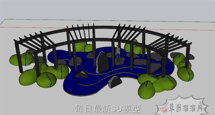 廊架廊道花架SU模型 4