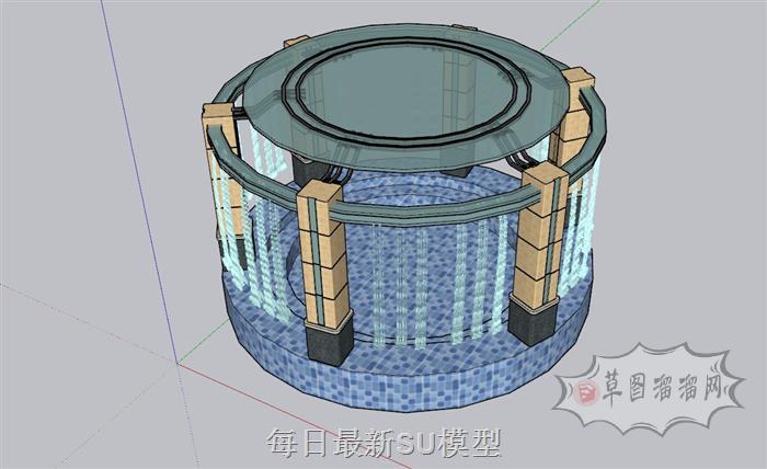 圆形景观喷泉SU模型 1