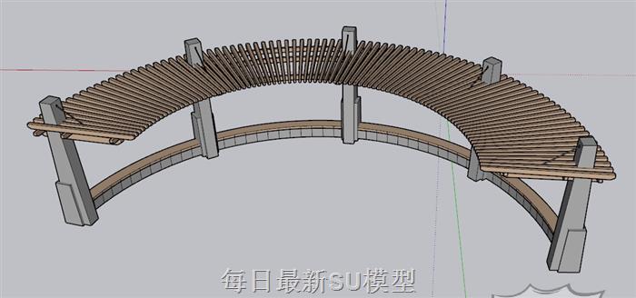 单臂廊架座椅SU模型 1