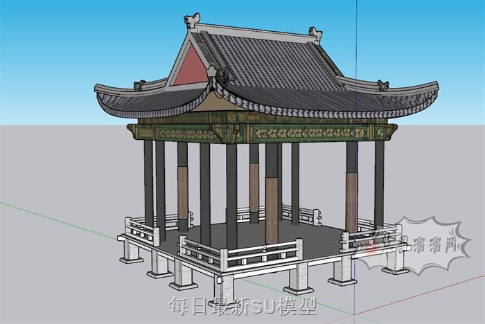 亭子凉亭水榭SU模型 1