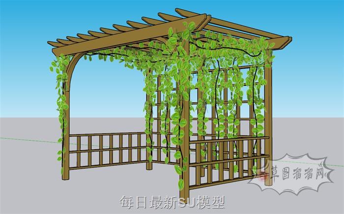 爬藤植物架廊架SU模型 2