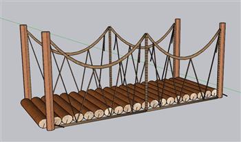 吊桥小桥SU模型 免费sketchup模型下载