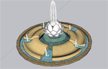 莲花  水池  喷泉  水景