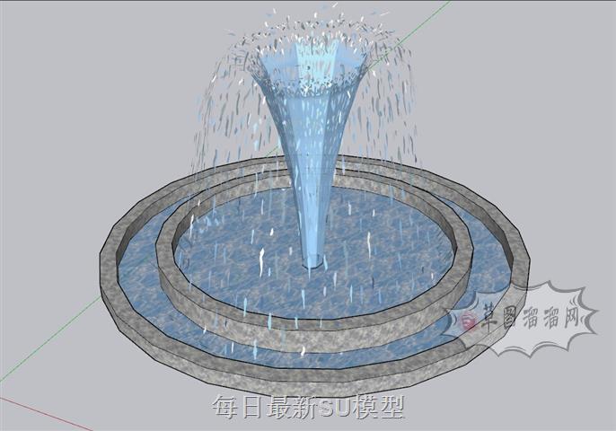 喷泉水池景观SU模型 1