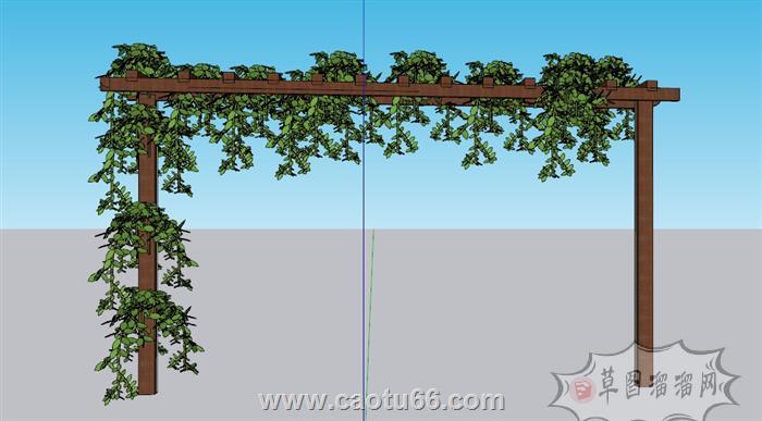 单臂花架植物架SU模型 1